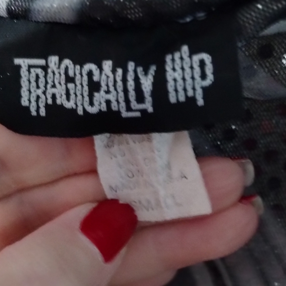 Y2K Tragically Hip Sheer Galaxy Swirl Over Silver Sequins Mini Skirt. - Picture 6 of 8